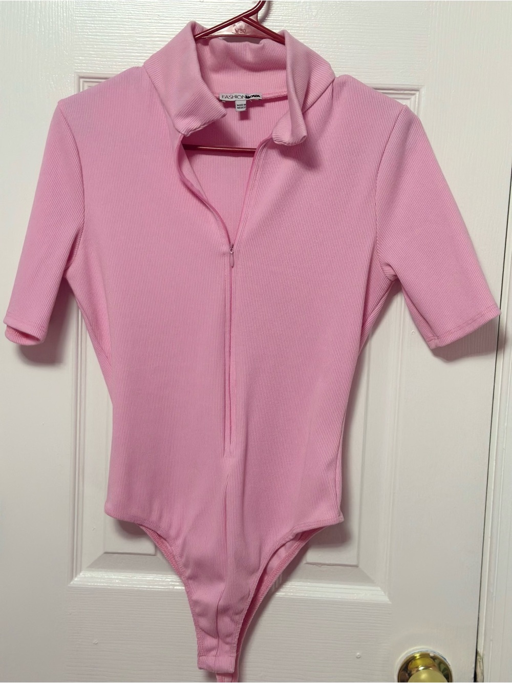 Fashion Nova Pink Ribbed Zip-Front Kids One-Piece